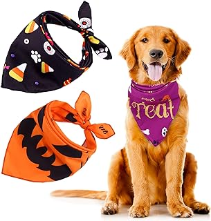 URATOT 3 Pieces Halloween Dog Bandanas Washable Halloween Pet Bibs Kerchief Costumes Accessories