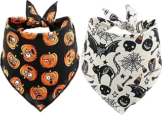 2 Pack Halloween Bandana for Dogs,Triangle Bibs Pet Scarf for Dogs